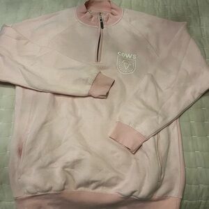Cows Ice Cream Pink Quarter-Zip Women's Sweater